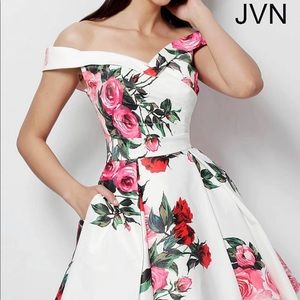 Jovani 65429 Off the Shoulder Floral Fit & Flare